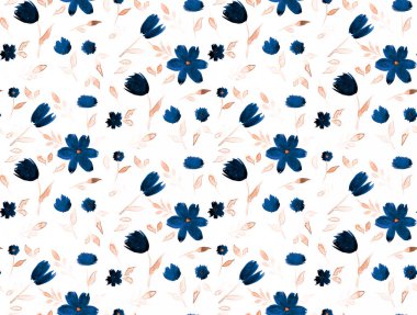 Renkli çiçeklerle renksiz, parlak desenli el çizimi