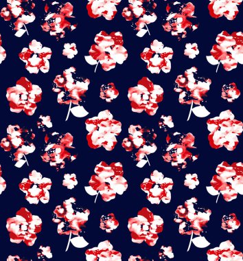 Renkli çiçeklerle renksiz, parlak desenli el çizimi  