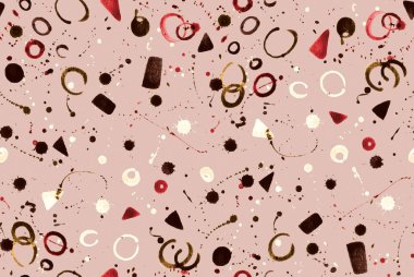 Elleri, bulanık geometrik mürekkep lekeleriyle renksiz parlak desenli.