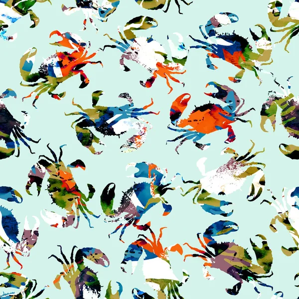 Seamless Colorful Bright Pattern Crabs — Stockfoto