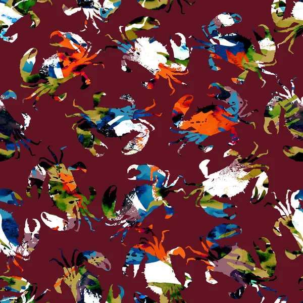 Seamless Colorful Bright Pattern Crabs — Fotografia de Stock