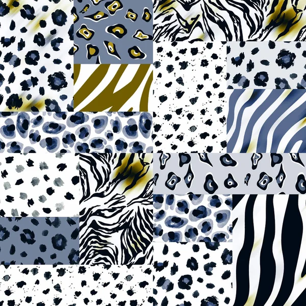 Naadloze Faux Luipaard Huidpatroon Met Zwarte Vlekken Zebra Lijnen — Stockfoto