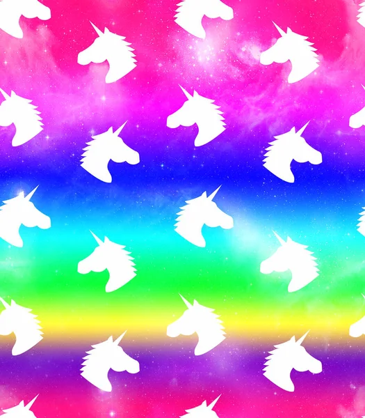Hand Drawn Seamless Colorful Bright Pattern Horses Colorful Background — Stock Photo, Image