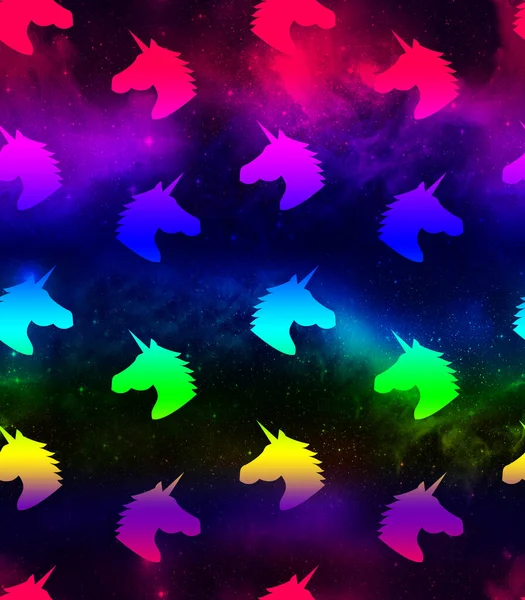 Hand Drawn Seamless Colorful Bright Pattern Horses Colorful Background — Stock Photo, Image