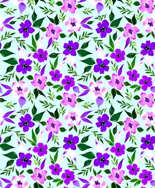 Hand Drawn Seamless Colorful Bright Pattern Colorful Flowers — Stock Photo, Image