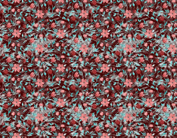 Handgezeichnete Nahtlose Bunte Helle Muster Mit Bunten Shibori Blumen — Stockfoto