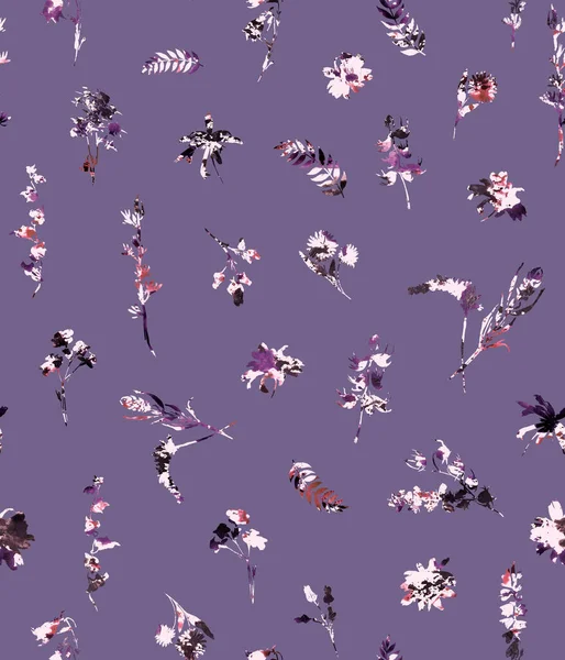 Handgezeichnete Nahtlose Bunte Helle Muster Mit Bunten Frühlingsblumen — Stockfoto