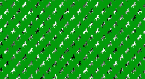 Hand Drawn Seamless Colorful Bright Pattern Colorful Horses — Stock Photo, Image