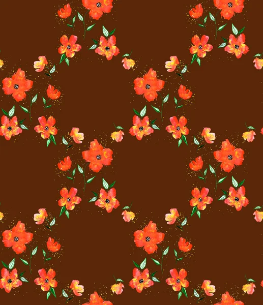 Hand Drawn Seamless Colorful Bright Pattern Colorful Flowers — Stock Photo, Image