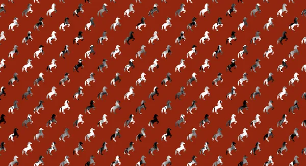 Handgezeichnete Nahtlose Bunte Helle Muster Mit Bunten Pferden — Stockfoto