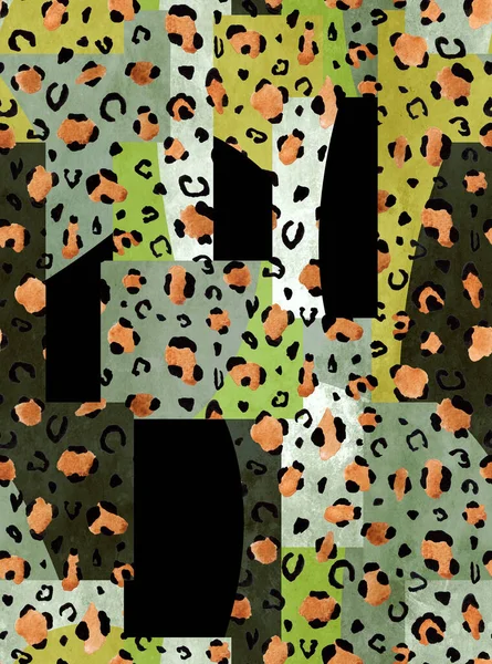 Нарисованный Вручную Бесцветный Яркий Узор Размытыми Пятнами Леопарда — стоковое фото