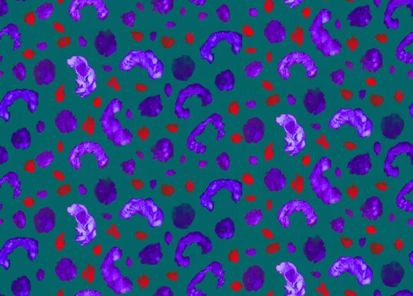 Hand Drawn Seamless Colorful Bright Pattern Leopard Spots — Stock Photo, Image