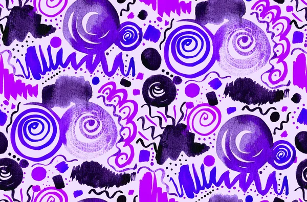 Hand Drawn Seamless Colorful Bright Pattern Colorful Spirals — Stock Photo, Image