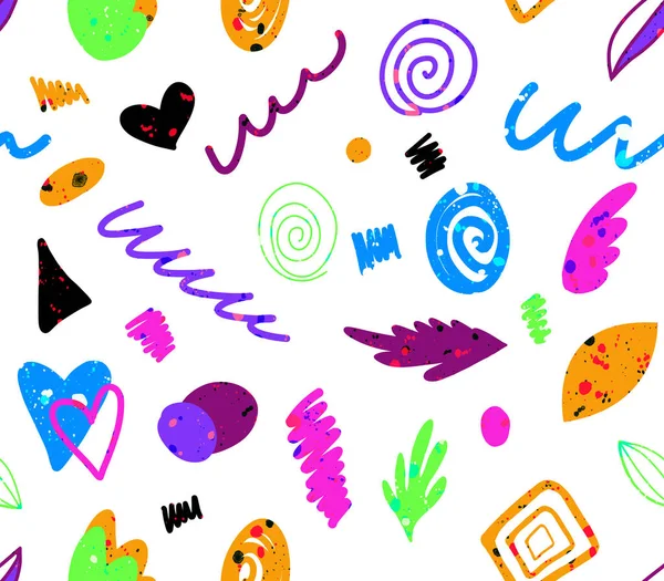 Hand Drawn Seamless Colorful Bright Pattern Blurry Watercolor Abstract Shapes — 图库照片
