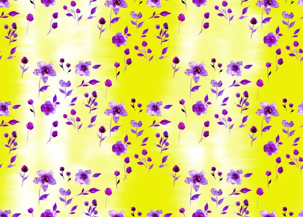 Acuarela Inconsútil Dibujado Mano Patrón Brillante Colorido Con Flores Colores — Foto de Stock