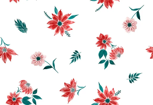 Hand Drawn Seamless Colorful Bright Pattern Colorful Flowers — Stock Photo, Image