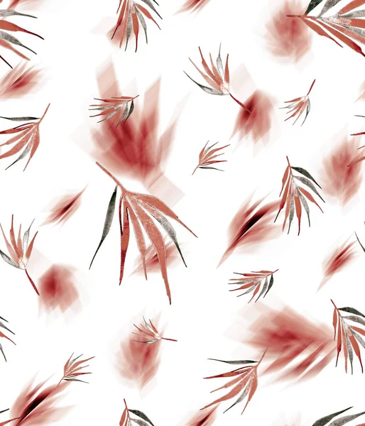 Ζωγραφισμένα Στο Χέρι Χωρίς Ραφή Πολύχρωμο Φωτεινό Μοτίβο Τροπικά Φύλλα — Φωτογραφία Αρχείου