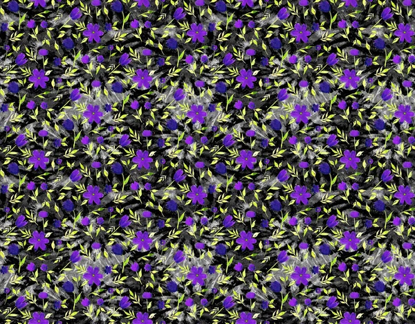 Dibujado Mano Patrón Brillante Colorido Sin Costuras Con Flores Shibori —  Fotos de Stock