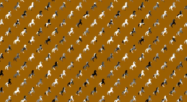 Рука Намальована Безшовний Барвистий Яскравий Візерунок Різнокольоровими Конями — стокове фото