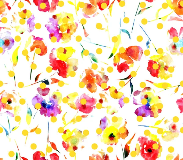 色彩艳丽的无缝花纹和漂亮的罂粟 — 图库照片