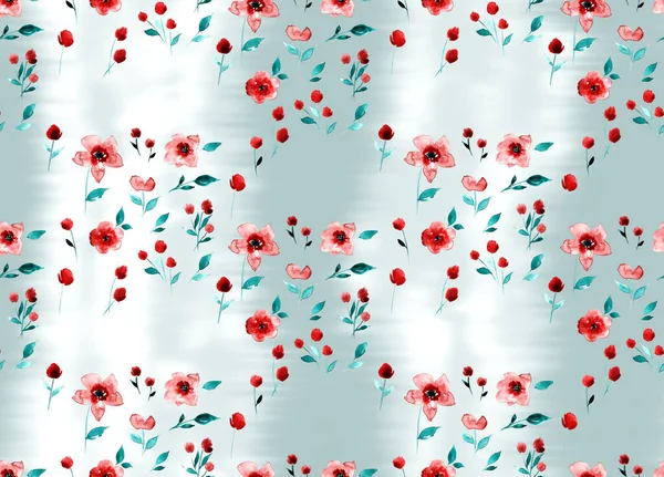 Ręcznie Rysowane Bezszwowe Akwarela Kolorowy Jasny Wzór Kolorowymi Kwiatami Tle — Zdjęcie stockowe