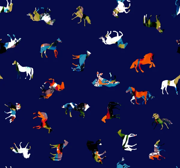 Seamless Colorful Bright Pattern Horses — Stock Photo, Image