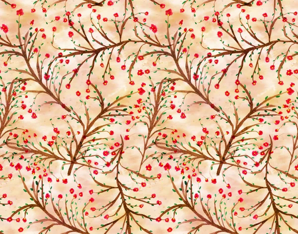 Hand Drawn Seamless Colorful Bright Pattern Colorful Branches — Stock Photo, Image