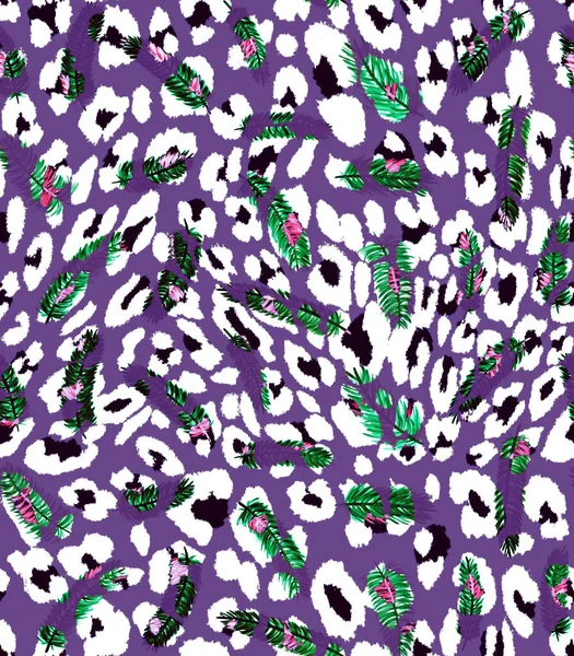 Handgezeichnete Nahtlose Bunte Helle Muster Mit Verschwommenen Aquarell Tropischen Blättern — Stockfoto