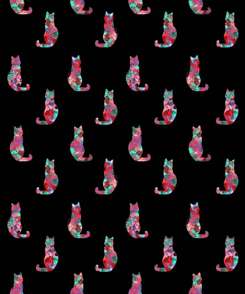 Seamless Colorful Bright Pattern Cats — Stock Photo, Image