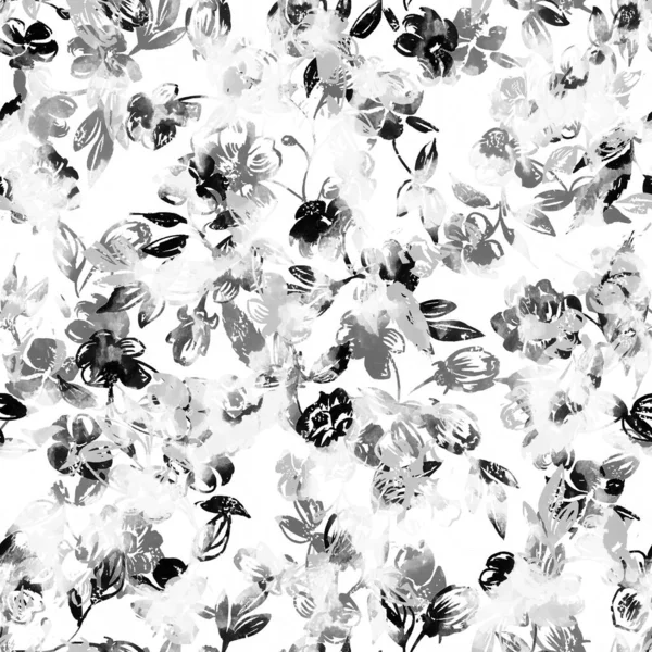 Hand Drawn Seamless Colorful Bright Pattern Colorful Flowers — Stock Photo, Image