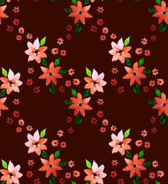 Renkli çiçeklerle renksiz, parlak desenli el çizimi