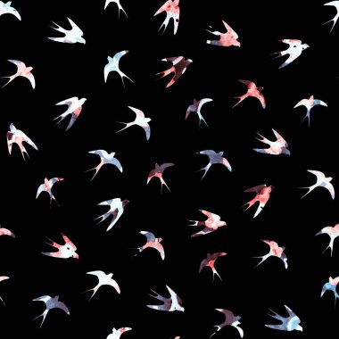 Kuşlarla renksiz parlak desen