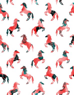 Atlarla kusursuz renksiz parlak desen 