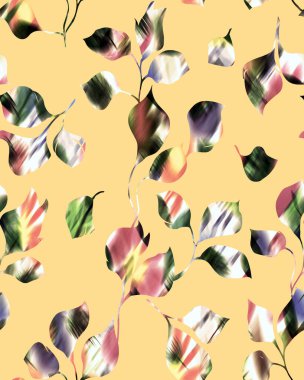 Yapraklarla renksiz, parlak desenler çizilmiş. 