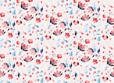 Renkli çiçeklerle renksiz, parlak desenli el çizimi