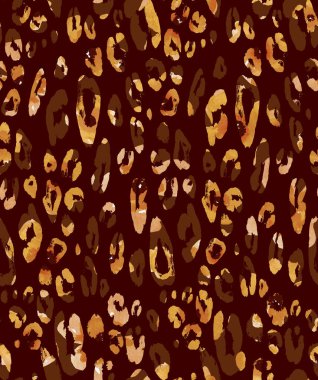 Seamless faux leopard skin pattern with flowers on background  clipart