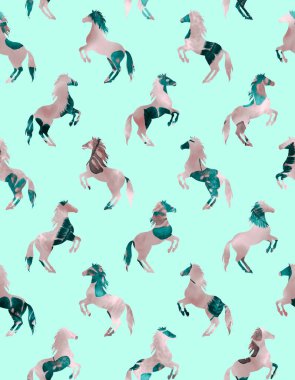 Atlarla kusursuz renksiz parlak desen 