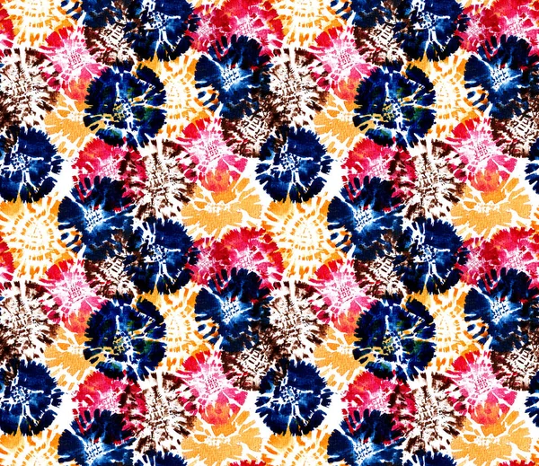 Hand Drawn Seamless Colorful Bright Pattern Diy Shibori Style — Stock Photo, Image