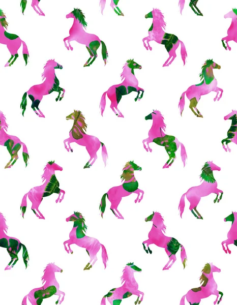 Naadloos Kleurrijk Helder Patroon Met Paarden — Stockfoto