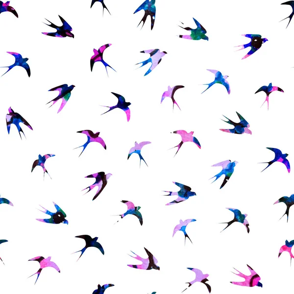 Bezproblemowy Kolorowy Jasny Wzór Ptakami — Zdjęcie stockowe
