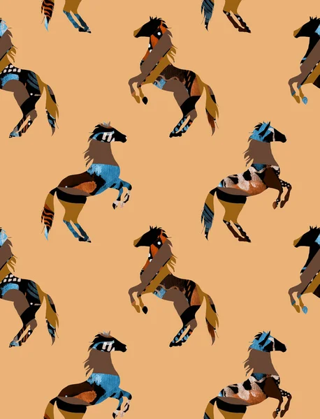 seamless colorful bright pattern with horses