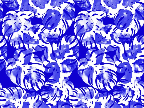 Handgetekend Naadloos Kleurrijk Helder Patroon Met Tropische Bladeren Vlekken — Stockfoto
