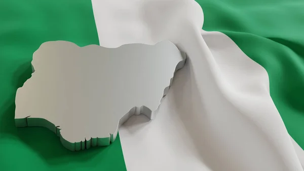 Mapa Nigéria Descansando Pano Fundo Bandeira Nacional Ilustração — Fotografia de Stock