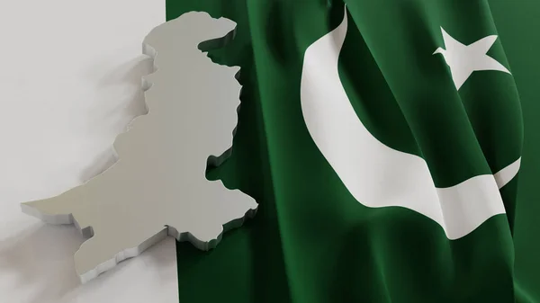 Pakisztán Térképe Nemzeti Zászló Hátterében Illusztráció — Stock Fotó