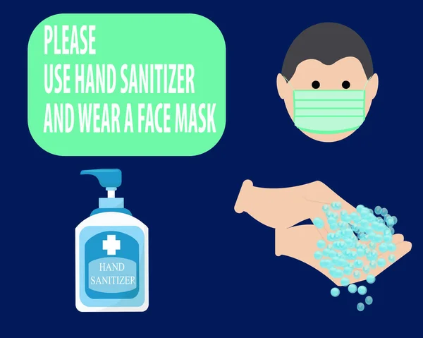 Perhatikan Untuk Mencuci Tangan Anda Dan Memakai Masker - Stok Vektor