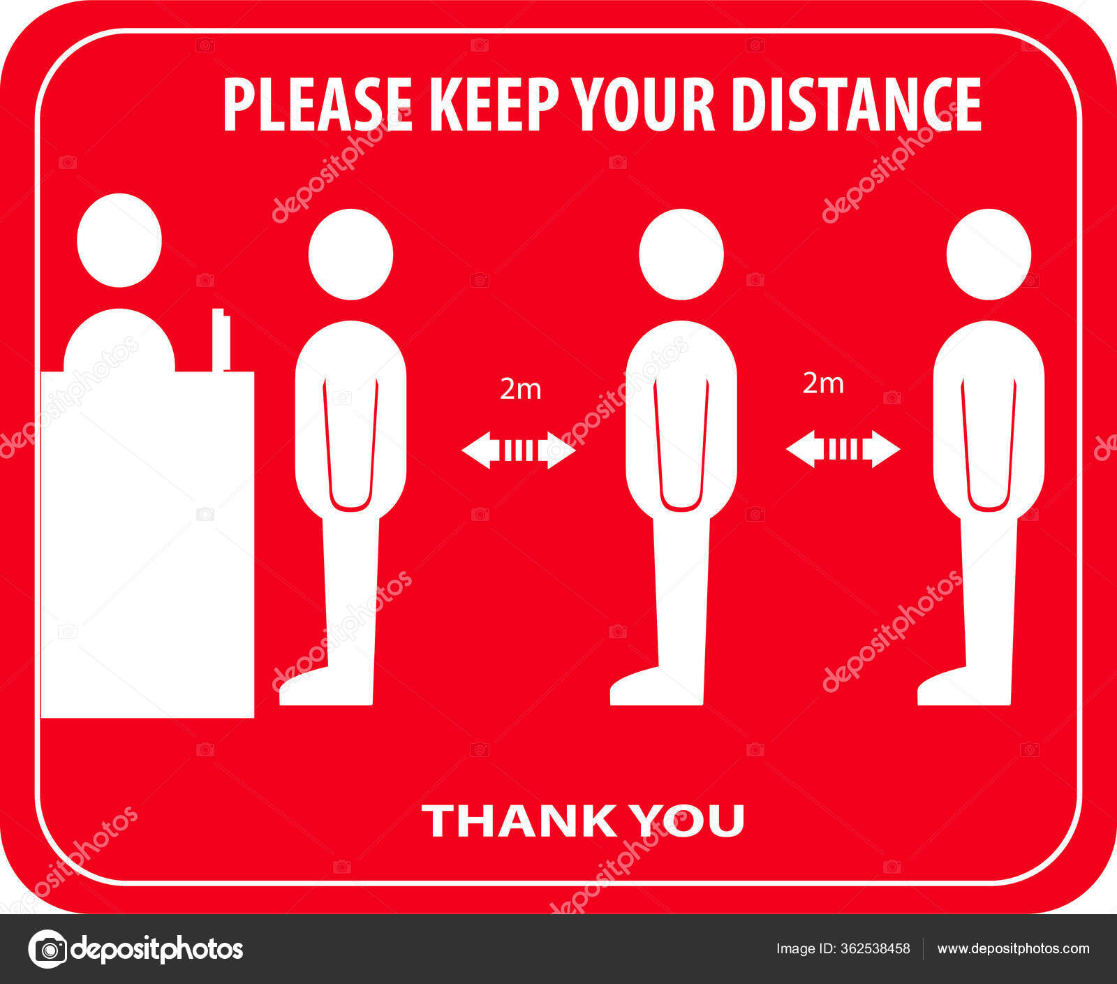 Please Keep Your Distance Red Sign Sticker Vector Social Distancing