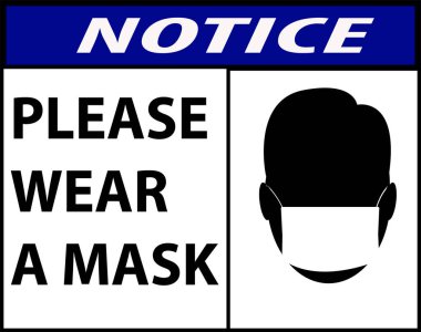 Dikkat ya da zorunlu işaret, maske takmak için 