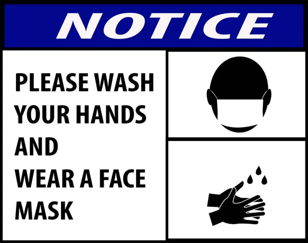 Meddelande För Att Tvätta Händerna Bära Mask För Säkerhet — Stock vektor