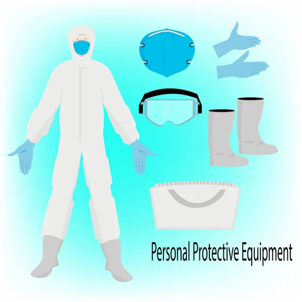 Combinaison Hazmat Équipement Protection Individuelle Pour Sécurité — Image vectorielle