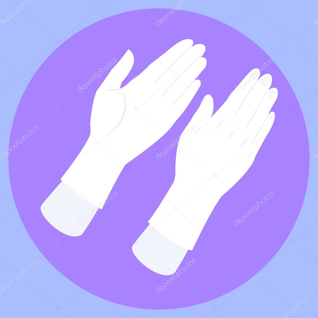 Hand gloves illustration,Rubber cleaning or latex medical gloves icon vector